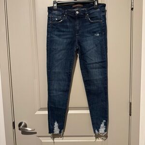 Joe's Jeans Dark Blue Distressed Ankle Jeans